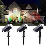 SUAVER Automatische Farbwechsel RGB Solarlampen Wasserdicht Solar Strahler Außen Wandleuchte Solarleuchten Landschaft Wegeleuchten Dekoration Gartenbeleuchtung für Bäume,Outdoor Pflanzen,Hof (3pcs)