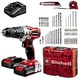 Einhell Akku-Schlagbohrschrauber TE-CD 18/2 Li-i +64 (2x2,0Ah) Power X-Change (Li-Ion, 18 V, 44 Nm, 2-Gang-Getriebe, inkl. 2x 2,0 Ah Akkus, Ladegerät, Koffer, 64-tlg. Zubehör-Set)