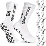 JUNEBRUSHS Football Socks, 4 Paar Fußball Socken 39–45 Fussball Socken Herren Grip Socken Fussball für Männer Rutschfeste Stoppersocken Fußball Sachen Fußball Zubehör
