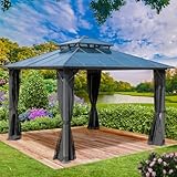 BRAST® Pavillon Aluminium Pagode 4x4m | viele Modelle & Farben | inkl. Moskitonetz | festes Dach | wasserdicht | stabil |UV-Schutz | Grau