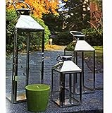 Mojawo Traumhaftes 3er Set Luxus XXL Gartenlaterne Edelstahl Windlicht Laternen Set Höhe 24/40/53cm