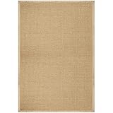 casa pura Sisal Teppich beige Natur Wohnzimmer, Schlafzimmer, Küche, Esszimmer Dunkelbraun auch ideal für Katzen Rutschfester Teppich waschbar per Hand kurzflor Teppich mit Bordüre, 200 x 200 cm