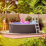 poolomio® Stahlwandpool rund 360 x 120 cm Graphite/Weiß | Robuster Gartenpool als Aufstellbecken oder Einbaupool | Aufstellpool Komplettset mit Innenfolie 0,5 mm, Skimmer & Einlaufdüse