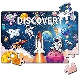 Kinderpuzzle im Alter von 3–5, 48-teiliges Discovery Universe Space Planet Jumbo-Bodenpuzzle für Kinder im Alter von 4–8, Kleinkind, Junge, Mädchen, Sonnensystem, Lernen, Spielzeug, Geschenk