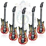 Aufblasbare Gitarren, 5 Stück Aufblasbare Gitarren Requisiten, 100cm Aufblasbare Party Gitarre, Aufblasbare Instrumente, Rock Musikinstrument für Musik Mottopartys, Karneval, Geburtstagsfeier