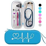 BOVKE Stethoskop Fall für 3M Littmann Classic III, Lightweight II S.E, MDF Acoustica Leichtes Stethoskop, zusätzlicher Raum für medizinische Bandage Schere EMT Trauma Schere und LED Penlights, Türkis
