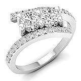 Dazzlingrock Collection Damen-Verlobungsring mit 1,00 Karat (Karat), 14 Karat Gold, runder Diamant, zwei Steine, 1/2 Karat, Weißgold, Diamant, Weißgold, Diamant