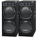 2x McGrey DJ-2522 2-Etagen DJ PA Lautsprecher Box 2x 38cm (15“) Subwoofer 1500W (Paar, Passiv, 2-Wege System, Holzgehäuse)