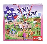 Noris 606031790 XXL Riesenpuzzle,Ferien auf dem Ponyhof - mit 45 Teilen (Gesamtgröße: 64 x 44 cm) - für Kinder ab 3 Jahren