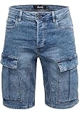 REPUBLIX Herren Cargoshorts Männer Kurze Bermuda Jeans Hose Regular Fit R7036 Hellblau W33