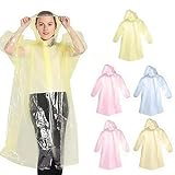 BCQTD Einweg-Regenponcho, wasserdichte Ponchos für Erwachsene, Einheitsgröße, transparenter Regenmantel für Damen und Herren, Kunststoff-Regenponcho, Notfallponcho für Camping, Wandern und den