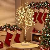 Diketone LED Bäume，Birke Lichterbaum mit 144 Warmweißer LEDs Licht,Lichterbaum Verstellbare Äste USB/Batteriebetrieben，LED Baum Innen Weihnachten Karneval Halloween Deko
