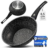 HARMONY HUB Wokpfanne Induktion - 28 cm - kratzfeste Antihaftbeschichtung auf Wasserbasis - PFOA- & Nickel-frei - geeigent für alle Herdarten, Wok pfanne - Ergonomischer Griff - Gesundes Kochen