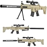 Softair Scharfschützengewehr Airsoft 6 mm  0,5 J - Federdruck Sniper mit Schalldämpfer, Zielfernrohr & Zweibein Kunststoff, AWP-Design Erbsenpistole Einsteiger Airsoft Gewehr ab 14 Jahren