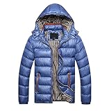 Generisch Winterjacke Herren Daunenjacke mit Abnehmbarer Kapuze Schlichter Freizeit Outdoorjacke Wanderjacke Warm Jacke Casual Outdoorjacke Einfarbige Steppjacke