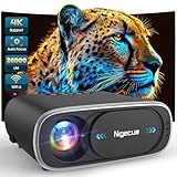 Nigecue Beamer 4K, Autofokus/Elektronische Trapezkorrektur 26000L WiFi6 Bluetooth 1080P Full HD Projektor, Video Beamer Heimkino mit 50%-100% Zoom, Max. 300' Display, Kompatibel mit Handy Laptop