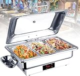 Buffet-Server und Warmhalteplatte, Heizplattenwärmer zum Warmhalten von Speisen, 9 l, 13 l, elektrisches Chafing Dishes mit Touch-Display, 600 W schnelles Aufheizen, 30 ℃-90 ℃ Anpassung, hält