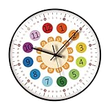 jojnsha Pädagogische Wanduhr mit Zeitanzeige für Kinder, leise mit großer Zahl für einfaches Lernen der frühen Bildung