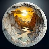 Puzzle 1000 Teile Erwachsene, Klassische Puzzles Runden, Visuell 3D Höhle Landschaft, 67.5 x 67.5cm Jigsaw, Blaue Papierkarte Einzigartige 1000 Puzzle für Familie Freunde