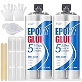 Epoxidkleber - 5 Minuten Schnelle Reparatur 2 Komponenten Epoxidharz Kleber, 100ml Transparent 2k Epoxy Kleber zur Reparatur von Fliesen, Metall, Keramik, Kunststoff, Holz - Starker Klebstoff