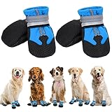 QKURT 4 Stück Hundeschuhe, Hundestiefel Pfotenschutz, wasserdichte Hundeschuhe mit Reflektierenden Riemen, Verstellbare, Waschbare, Pfotenschützer für Kleine, Mittlere und Große Hundee