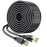 CCRANOO Cat8 Ethernet Kabel/lan kabel 25meter, Hochgeschwindigkeits 40Gbit/s-2000MHz Netzwerkkabel, geflochtener Gigabit-vergoldeter RJ45-Stecker