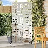 Gecheer Sichtschutz Grau Stahl, Balkonfächer klappbar Sichtschutz Windschutz für Balkon Terrasse Garten868554