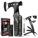 Geschenke für Männer 16IN1 Multitool Camping Zubehör Geschenk Vatertag Männergeschenke Survival Gadgets mit Axt Hammer Zange Säge Schraubendreher Flaschenöffner Pfeife