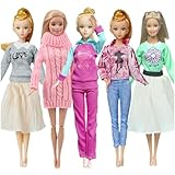 Walenbily Kleider Mode Outfit Kleidung Puppensachen Outfit 5 Set für 11,5 Zoll Puppen Mädchen Puppen Puppenkleidung Zubehör