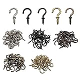 IDEALSV 160 Stück Tassenhaken, 1,6 cm Schraubdeckenhaken, Weihnachtslichterhaken, Terrassenhaken, Schmuckhaken, 5 Farben, Gold, Bronze, Schwarz, Antikkupfer, Silber