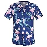 Aomig Hawaii Hemd Männer, Freizeit Herren Hawaiihemd Kurzarm, Bequemes Leichtes Kurzarmhemd Sommer, Button Down Strandurlaub Hemd Kurzarm, Regular Fit Shirt Faltenfrei(XL)