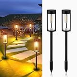 Weiongppy Garten Solarleuchten FüR AußEn,2 StüCk Solar Lampen Garten,Warmweiß Wolfram Licht,Ip65 Wassserdicht,Solar Wegeleuchte FüR AußEn,FüR Garten, Terrasse, Landschaft, Gehweg, Warmweiß