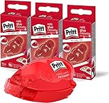 Pritt Kleberoller permanent, Gehäuse recyceltem Plastik, 16m x 8,4mm Premium Klebewaben+ 3 Nachfüller Eco Pack