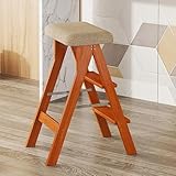 Zusammenklappbarer Bibliotheksleiter aus Holz, wandelbar, zusammenklappbar, Fußhocker, Leiter, Blumenregal, tragbare Holz-Stehleiter für Erwachsene, max. Gewicht 100 kg