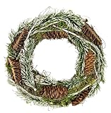 Natur Kranz mit Moos Tannenzweige Zapfen Reisig 25cm Weihnachtskranz Dekokranz Kranz Adventskranz Türkranz Weihnachtsdeko Weidenkranz Blumenkranz Rattankranz Kerzenkranz Kränze Rohling Tischdeko