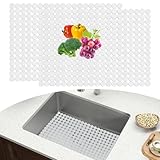 GKSCXEXE 2er-Set Spülbeckenmatte für Edelstahl/Keramik Spülen, 30 * 40cm Zuschneidbare Spülbeckeneinlage, PVC Spülbecken Matte Abtropfmatte Geschirr, Einlagen für Spülbecken für Küche, Transparentes