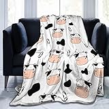 superweiche Decke Kuh Soft Plüsch Flanell Grün Blätter Cartoon 3D gedruckt Warm Freizeit Couch Stuhl Soft 100x130cm