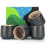TEANAGOO Keramische japanische Teetasse, 7,2Oz / 205 ml, Charcoal Grey, H17, 4 Stück/Karton, Besetztes Japan Teetassen, Chinesische Teetasse, Asiatische Teetassen, Asiatische Teetassen ohne Henkel