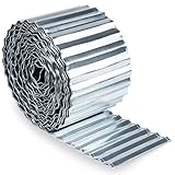 UNIGARDIA Rasenkante Verzinkt 12 m - Beeteinfassung aus Metall 15 cm hoch - Einfache Montage, Rostfrei und Langlebig - Flexible Beetumrandung, 1 Paar Montagehandschuhe inklusive
