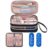 YARWO Insulin Kühltasche Doppelschicht, Diabetiker Tasche für unterwegs, Insulin Pen Tasche, Medikament Tasche für Insulin, Insulin Pen, Reisetasche für Diabetes Zubehör, Schwarz