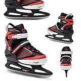 ATTABO Verstellbar Schlittschuhe Kinder und Jugendliche 36-41 EU Eislauf-Schlittschuhe mit 5-stufige Größenverstellung Eislaufschuhe Bequeme warme Eishockey Schlittschuhe mit Edelstahlkufen