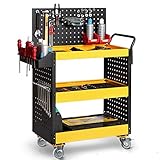 Robuster 3-stöckiger Rollwagen – langlebiger Werkzeugschneider für Garage, Lager, industrielle Nutzung – mobile Aufbewahrungslösung für Werkzeuge und Zubehör