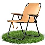 Campingstuhl Klappbar, Camping stuhl Extra leicht mit Armlehnen, Faltbar strandstuhl mit Anti-Rutsch-Matte, Belastbar 150kg, Campingstühle Tragbare Strandliege für Garten Terrasse (Orange Farbe)