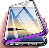 Kompatibel Hülle Samsung Galaxy Note 20 5G Magnetische Adsorption Handyhülle Metallrahmen Transparent Vorne und Hinten Gehärtetem Glas Schutzhülle 360 Grad Stoßfest Cover Case - Lila