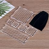 6 Stück transparente Stempelblöcke mit gebogenen Kanten, Acryl mit Rasterlinien, Stempelwerkzeug, dekorative Stempelhalter für Album, Scrapbooking, Basteln, Kartendekorationen