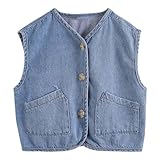 ACMEDE 6 Monate-9 Jahre Baby Jeansjacke Weste Jungen 74/80/86/92/98 Kinder Jeansweste Mädchen Ärmelloser Mantel Kleidung Beiläufige Herbst Frühling Weste Ärmellose Jacke Kinderweste 104/116/122/134