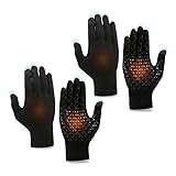 EUPSIIU 2 Paar Winterhandschuhe Handschuhe Touchscreen Thermohandschuhe Strickhandschuhe Warme Fleece Handschuhe für Outdoor Sport,Wetter zum Autofahren Radfahren Skifahren Arbeiten (Schwarz)