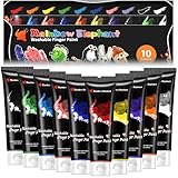 RDDAIPE 10*60ml Fingerfarben Kinder Ungiftig, Fingermalfarben für Kinder Ungiftig, Fingerfarbe, Fingerfarben für Kinder, Waschfest, Vegan, für Kinder ab 3 Jahren Zum Malen In Der Schule und zu Hause