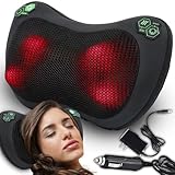 Retoo Massagekissen Massagegerät mit Wärmefunktion Shiatsu Rückenmassagegerät für Nacken Schulter Rücken Nackenmassagegerät Rotierenden Massageköpfen für Büro Zuhause Auto Schwarz