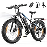 VARUN E Bike, E-Bike Herren mit 26 * 4.0 Zoll Fat Tire, 48V 18AH/15AH Akku, Bis zu 120-150KM, 85NM Motor E-Mountainbike, E-Fatbike mit 5 PAS LCD-Display, 7-Gang, Elektrofahrräder mit EU-Konformes
